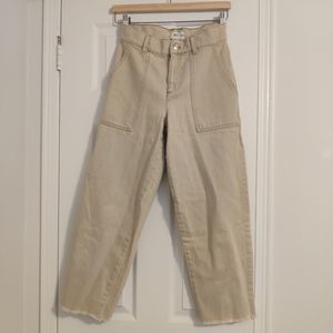 Mango Contrast Stitching high Waist Culotte Pants